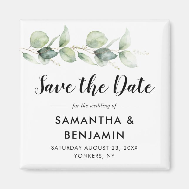 Eukalyptus Greenery Wedding Save the Date Magnet (Vorne)