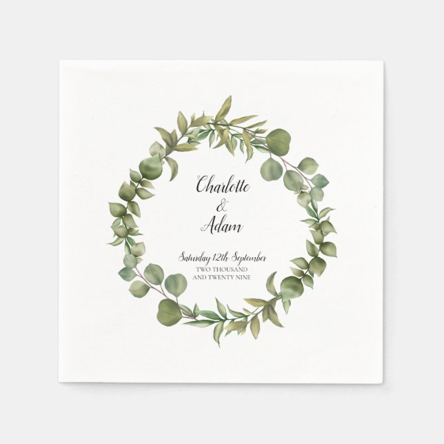 Eukalyptus Greenery Wedding Serviette (Vorderseite)