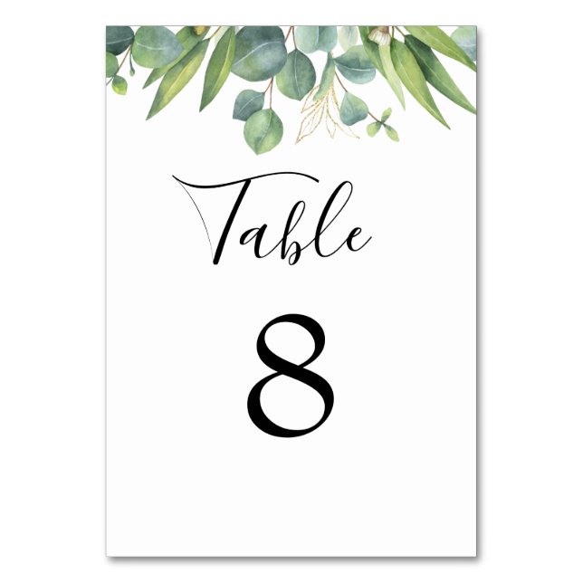 Eukalyptus Greenery Wedding Tischnummer (Vorderseite)