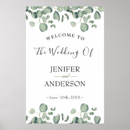 Eukalyptus Greenery Wedding Welcome Poster