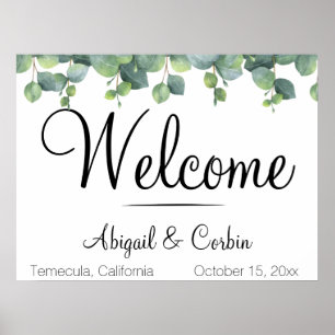 Eukalyptus Greenery Wedding Welcome Poster