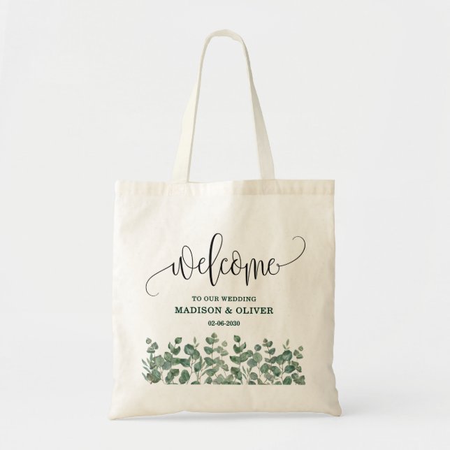 Eukalyptus Greenery Wedding Welcome Tragetasche (Vorne)