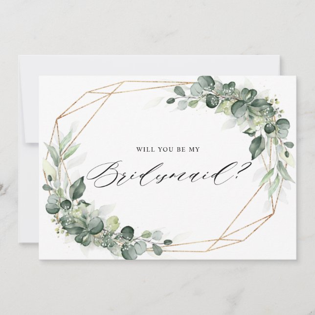 Eukalyptus Greenery Werden Sie meine Bridesmaid se Einladung (Vorderseite)