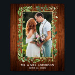 Eukalyptus Greenery Wood Gold Foto Poster<br><div class="desc">Eukalyptus Greenery Gold Frame Wedding Foto Poster - Rustikales Landholz</div>