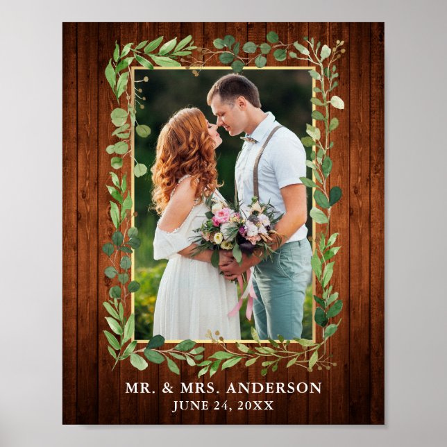 Eukalyptus Greenery Wood Gold Foto Poster (Vorne)