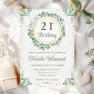 Eukalyptus Greenery Wreath Birthday Einladung