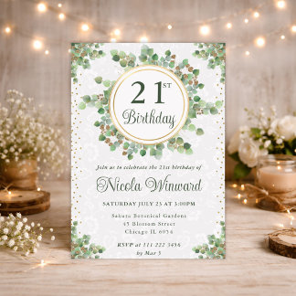 Eukalyptus Greenery Wreath Birthday Einladung