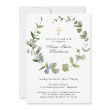 Eukalyptus Greenery Wreath Cross Baptisse