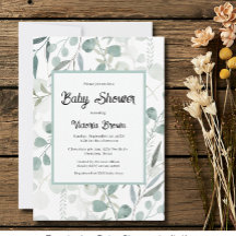 Eukalyptus-Grün-Baby-Shower-Einladung