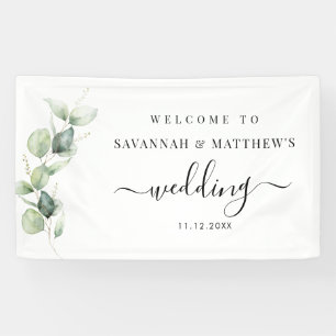 Eukalyptus-Grün Botanische Schrift Hochzeit Banner
