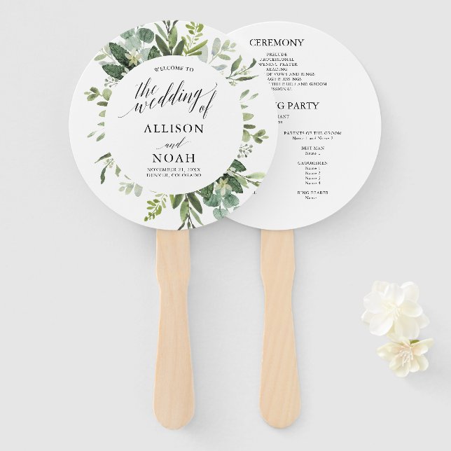 Eukalyptus-Grün, einfaches, elegantes Hochzeitspro Fächer (Vorne und Hinten)