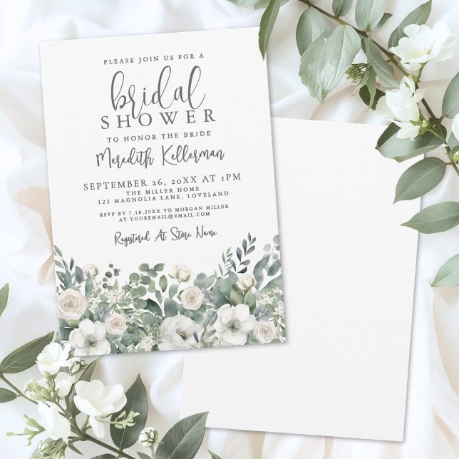 Eukalyptus Grün Floral Brautparty Einladung (Eucalyptus Greenery Floral Bridal Shower Invitation)
