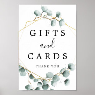 Eukalyptus-Grün-Geschenke- und Karten-Schild Poster
