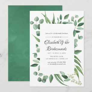 Eukalyptus-Grün-Hochzeit-Brautjungfern-Essen Einladung