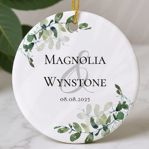 Eukalyptus-Grün-Hochzeitsgeschenk Keramik Ornament
