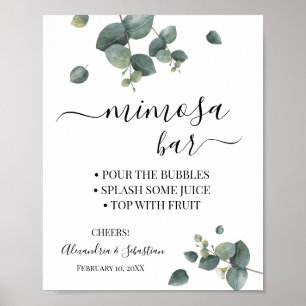 Eukalyptus-Grün Mimosa-Bar-Brautjungfernparty-Schi Poster