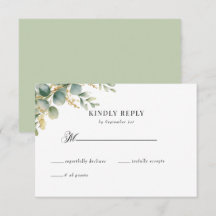 Eukalyptus Grün und Goldene Hochzeit RSVP