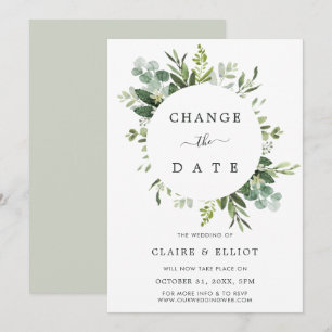 Eukalyptus grüne Blätter ändern das Datum Hochzeit Einladung