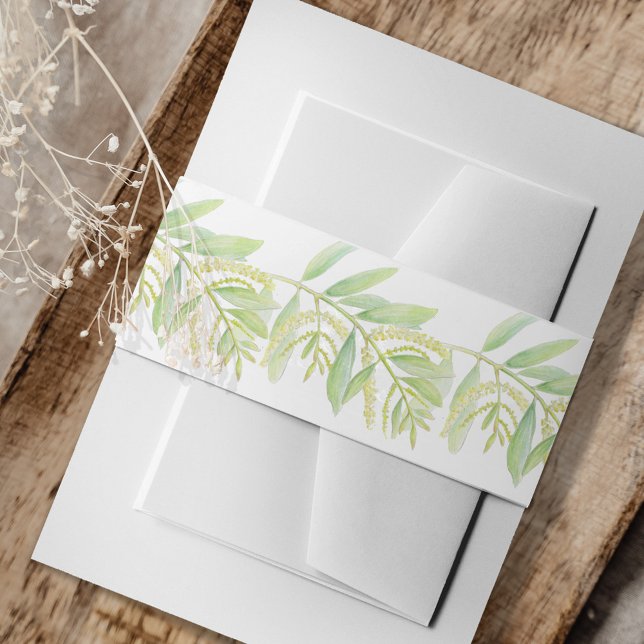 Eukalyptus-grüne Blätter Creme Blume Aquarell Einladungsbanderole (Von Creator hochgeladen)