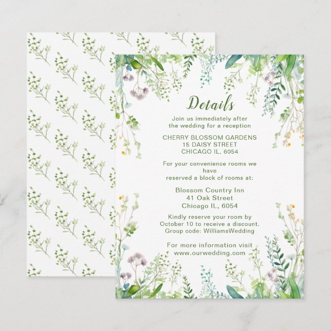 Eukalyptus Grüne Blätter Hochzeiten Details Begleitkarte (Vorne/Hinten)