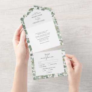Eukalyptus Grüne Blüten Hochzeiten All In One Einladung