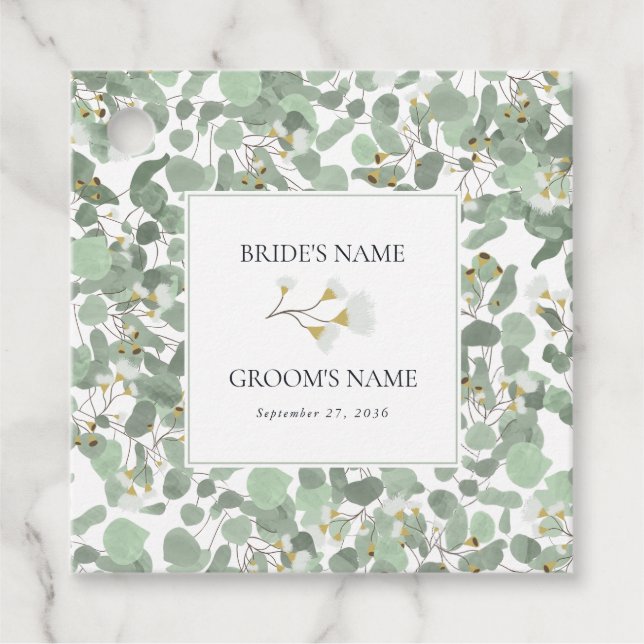 Eukalyptus Grüne Blüten Hochzeiten Geschenkanhänger (Vorderseite)