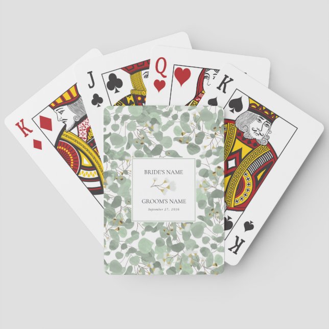 Eukalyptus Grüne Gastgeschenk Hochzeit Spielkarten (Rückseite)