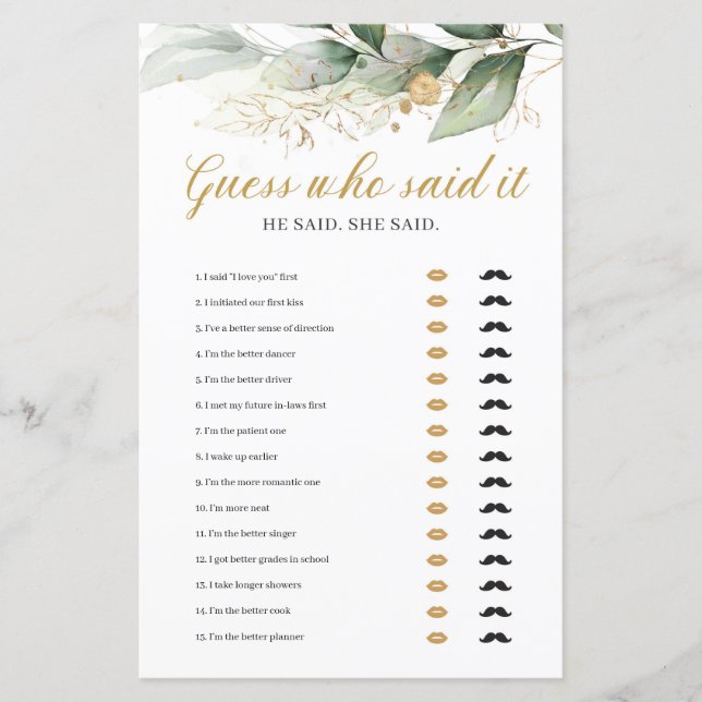 Eukalyptus grüne goldene Vermutung, wer sagte es S (Vorderseite)