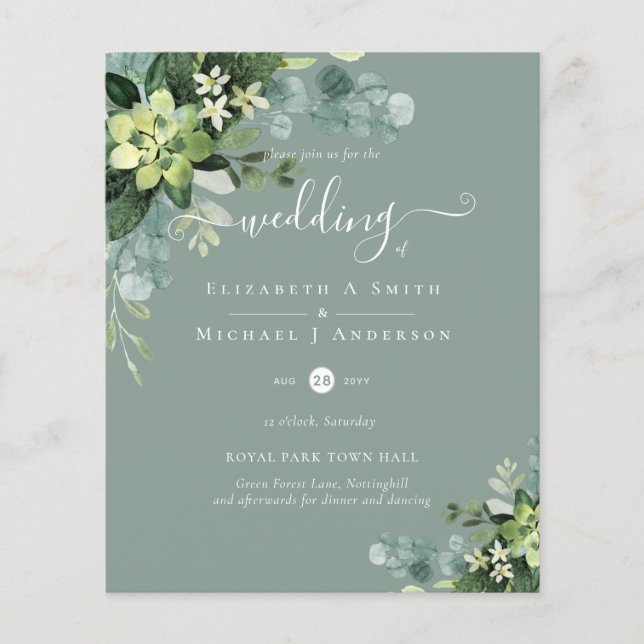 Eukalyptus-Grüne Hochzeit Flyer (Vorne)
