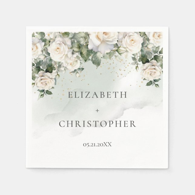 Eukalyptus Grüne Hochzeit Serviette (Vorderseite)
