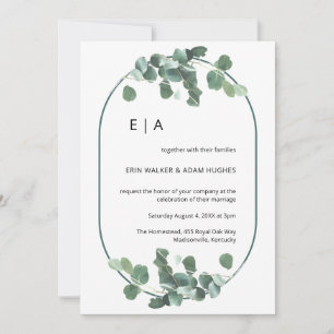 Eukalyptus-Grüne Minimalistische Hochzeit Einladung