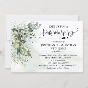 Eukalyptus Grünpflanzen Staubfarbe Aquarell Einladung