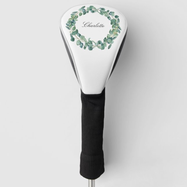 Eukalyptus-Grünschrift weiß Golf Headcover (Vorderseite)