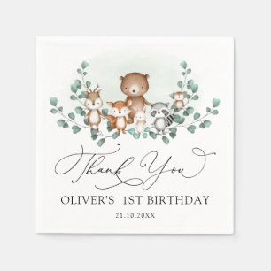 Eukalyptus Grüntiere Tiere Birthday Boy Serviette