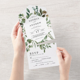 Eukalyptus Grünzeug Blätter Hochzeit Alles in Eine All In One Einladung