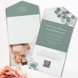 Eukalyptus Grünzeug Foto All-In-One Hochzeit All In One Einladung