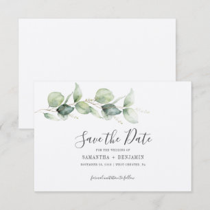 Eukalyptus-Grünzeug-Hochzeit Save The Date