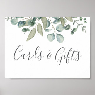 Eukalyptus-Grünzeug-Hochzeitskarten und Geschenke Poster