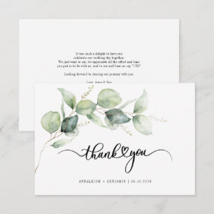 Eukalyptus Hand Lettered Wedding Danke Mitteilungskarte