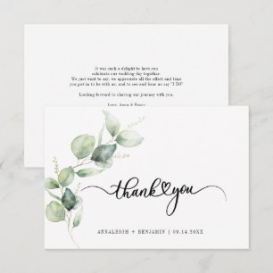Eukalyptus Hand Lettered Wedding Danke Mitteilungskarte