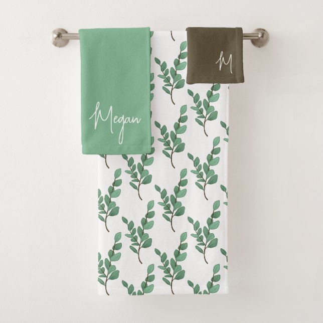 Eukalyptus-Handtuch-Set mit Monogramm Badhandtuch Set (Insitu)