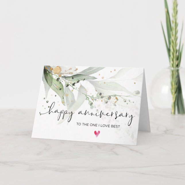 Eukalyptus Happy Jubiläum von Ehemann Boyfriend Karte (Vorderseite)