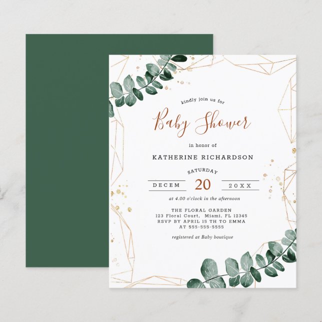 Eukalyptus-Haushalt | Greenery Baby Shower Flyer (Vorne/Hinten)