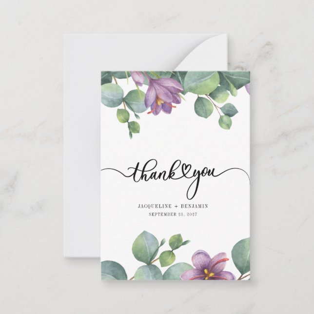Eukalyptus-Haushalt Handschrift Hochzeit Vielen Da Mitteilungskarte (Vorderseite)