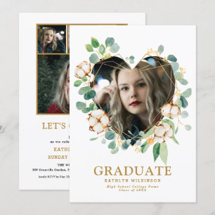 Eukalyptus Heart Wreath Gold Geometric Foto Grad Einladung