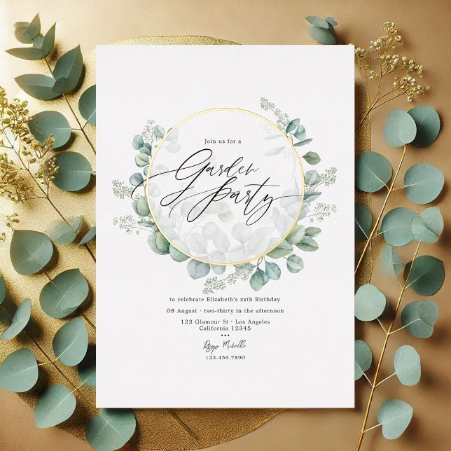 Eukalyptus Herbarium Garden Party Folieneinladung (Geometric Eucalyptus Herbarium Garden Party Foil Invitation)