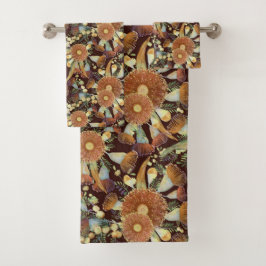 Eukalyptus-Herbst und Wattmuster Badhandtuch Set