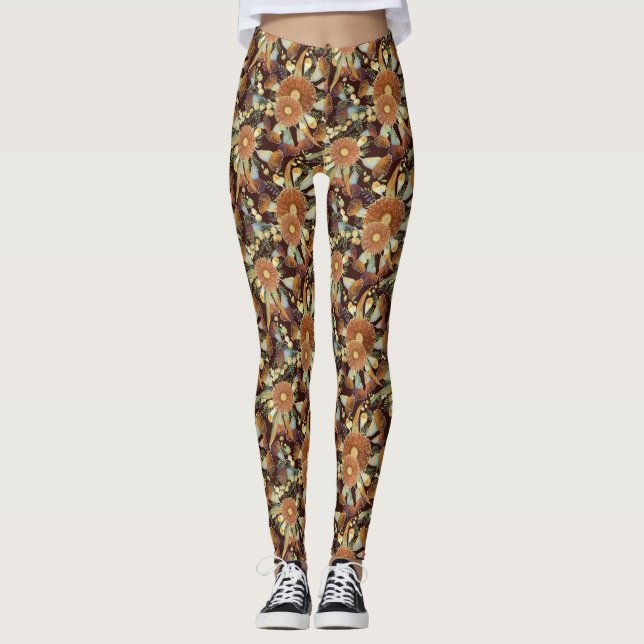 Eukalyptus-Herbst und Wattmuster Leggings (Vorderseite)