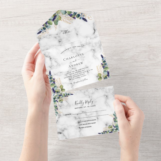 Eukalyptus-Hochzeit All In One Einladung (Abreißen)