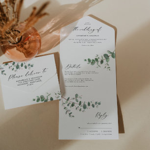 Eukalyptus-Hochzeit, botanisch einladen + uAwg All In One Einladung